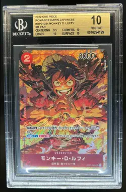 2022 One Piece JP Monkey D Luffy Alternate Art Pristine Japanese OP01-024 BGS 10 - Image 1