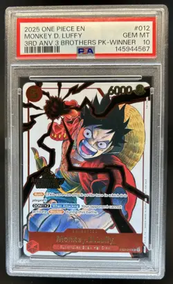 2025 One Piece 3rd Anniversary Tournament Monkey D. Luffy Winner ST01-012 PSA 10 - Image 1