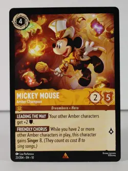 Mickey Mouse - Amber Champion - Rare LORCANA Whispers in the Well - #23 -B - Image 1