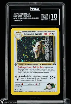 2000 Pokemon Gym Challenge #8 Giovanni's Persian Holo 1st Edition Card TAG 10 - Image 1