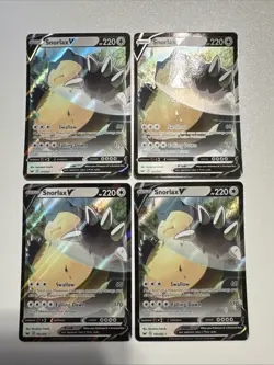 Pokemon TCG Snorlax V Sword & Shield Holo Ultra Rare 141/202 (4 Cards) - Image 1