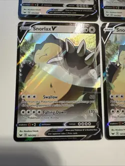 Pokemon TCG Snorlax V Sword & Shield Holo Ultra Rare 141/202 (4 Cards) - Image 2