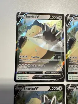 Pokemon TCG Snorlax V Sword & Shield Holo Ultra Rare 141/202 (4 Cards) - Image 3