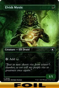 Elvish Mystic ** FOIL BORDERLESS ** #648 - Commander Masters - CUC NM MTG - Image 1