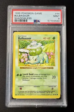 1999 Pokemon Bulbasaur 1st Edition Shadowless Base Set 44/102 PSA 9 Mint - Image 1