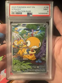 2025 POKEMON WHT EN-WHITE FLARE ILLUSTRATION RARE #138 SCRAGGY PSA 9 - Image 1