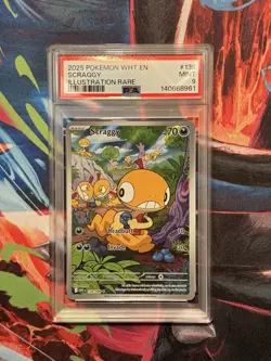 2025 POKEMON WHT EN-WHITE FLARE ILLUSTRATION RARE #138 SCRAGGY PSA 9 - Image 3