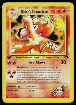 Pokemon Card - Blaine's Charmeleon Gym Challenge 31/132 Uncommon 1st Edition - Image 1