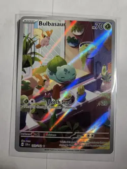 Pokemon TCG Bulbasaur Stellar Crown Illustration Holo Card 143/142 - Image 1