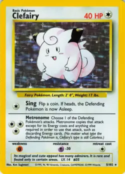Clefairy - Holo - 5/102 Base Set - WOTC Unlimited - Pokemon TCG - 1999 - Image 1