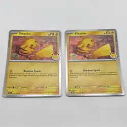Pokemon Pikachu Promo Foil Card TEFEN 051/162 Basic 70 HP Random Spark Eng x2 - Image 1