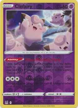 CLEFAIRY 062/196 LOST ORIGIN POKEMON (REVERSE HOLO, NM) - Image 1