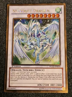GOLD RARE Stardust Dragon 1st Edition Yugioh PGLD-EN076 Premium Gold Series VLP - Image 1