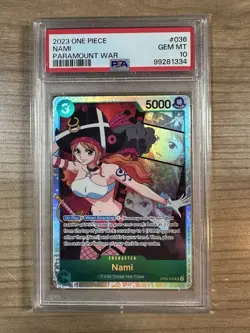 Nami 2023 One Piece OP02 Paramount War - SR - #036 PSA 10 - Image 1