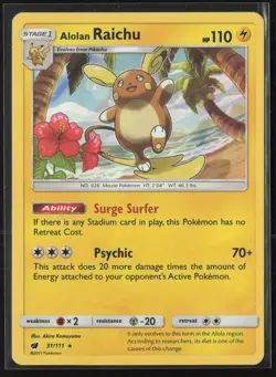 Alolan Raichu - (SM Crimson Invasion) Holo 031/111 NM Pokemon - Image 1
