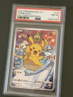 Pikachu 016/S-P - Pokemon Indonesian Promo KFC Chaki Kids Meal PSA 8 NM-MT - Image 1