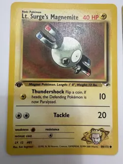 Pokemon TCG Vintage First Edition Gym Heroes, Lt. Serges Magnetite & Energy - Image 2