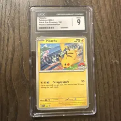 Pokemon Sealed Pikachu SVP 190 World Championships 2024 Black Star Promo CGC 9 - Image 1