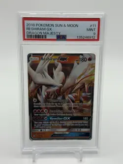 2018 POKEMON SUN & MOON DRAGON MAJESTY #11 RESHIRAM GX PSA 9 MINT - Image 1