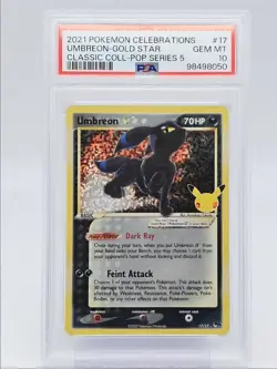 UMBREON 2021 POKEMON CELEBRATIONS POP 5 RARE GOLD STARS 17/17 PSA 10 Q4444 - Image 1