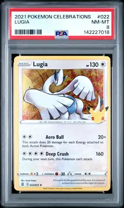 2021 POKEMON CELEBRATIONS #022 LUGIA PSA 8 - Image 1