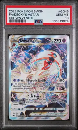 2023 POKEMON SWORD & SHIELD CROWN ZENITH #GG46 FULL ART/DEOXYS VSTAR PSA 10 - Image 1