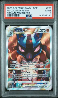 2023 POKEMON SWSH CROWN ZENITH ELITE TRAINER BOX FULL ART/LUCARIO VSTAR PSA 9 - Image 1