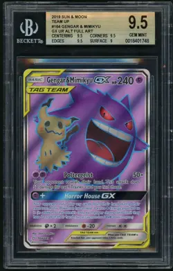 Pokemon Gengar & Mimikyu 2019 Sun and Moon Team Up GX UR FULL ART BGS 9.5 - Image 1