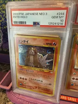 2000 Pokemon Japanese Neo 3 Entei Holo PSA 10 - Image 1