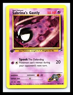 💥 Sabrina's Gastly 1st Edition Gym Heroes 2000 Non Holo Pokemon # 93/132 - Image 1
