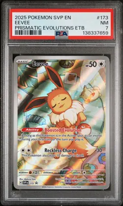2025 POKEMON SVP EN-SV BLACK STAR PROMO #173 EEVEE PSA 7 - Image 1