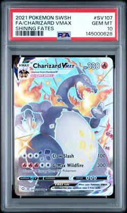 2021 POKEMON SWORD & SHIELD SHINING FATES #SV107 FULL ART/CHARIZARD VMAX PSA 10 - Image 1