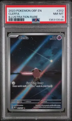 2023 POKEMON OBF EN-OBSIDIAN FLAMES ILLUSTRATION RARE #202 CLEFFA PSA 8 - Image 1