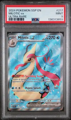 2024 POKEMON SSP EN-SURGING SPARKS ULTRA RARE #217 MILOTIC EX PSA 9 - Image 1
