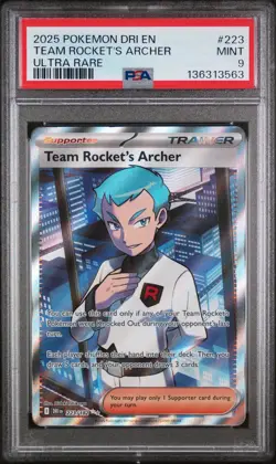 2025 POKEMON DRI EN-DESTINED RIVALS ULTRA RARE #223 TEAM ROCKET'S ARCHER PSA 9 - Image 1