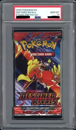 Pokemon Destined Rivals Ethan And Ho-Oh Art Sealed Booster Pack PSA 10 Gem Mint - Image 1