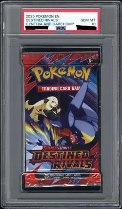 Pokemon Destined Rivals Cynthia And Garchomp Art Sealed Booster Pack PSA 10 - Image 1