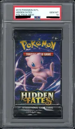 2019 Pokemon INT'L Hidden Fates Foil Booster Pack Mew Art PSA 10 Gem Mint - Image 1