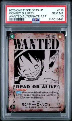 2025 ONE PIECE JPN CARRYING ON HIS WILL WANTED ALT ART MONKEY D. LUFFY PSA 10 - Image 1