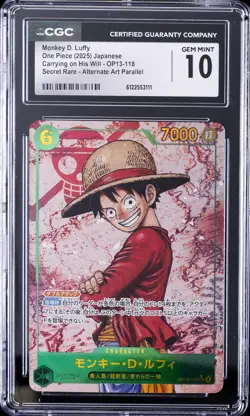 2025 ONE PIECE JAPANESE CARRYING ON HIS WILL SR ALT ART MONKEY D. LUFFY CGC 10 - Image 1