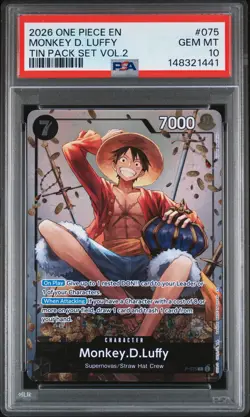 2026 ONE PIECE PROMOS TIN PACK SET VOL.2 #075 MONKEY D. LUFFY PSA 10 - Image 1