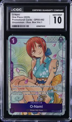 2025 ONE PIECE PROMO UNCOMMON ILLUSTRATION BOX VOL. 1 O-NAMI CGC 10 - Image 1