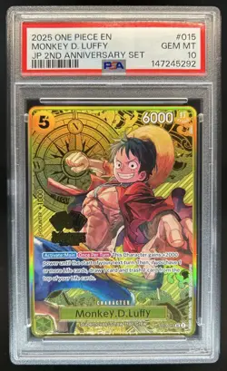 2025 One Piece 2nd Anniversary Monkey D Luffy #ST13-015 PSA 10 - Image 1