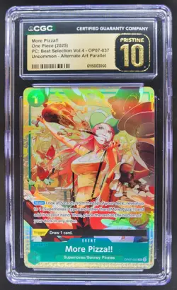 2025 One Piece Best Selection More Pizza!! Alt Art #OP07-037 CGC 10 Pristine TL3 - Image 1