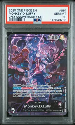 2025 ONE PIECE ENGLISH VERSION 2ND ANNIVERSARY SET #061 MONKEY D. LUFFY PSA 10 - Image 1