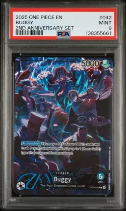 2025 ONE PIECE ENGLISH VERSION 2ND ANNIVERSARY SET #042 BUGGY PSA 9 - Image 1