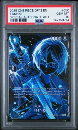 2025 ONE PIECE OP12-LEGACY OF THE MASTER SPECIAL ALTERNATE ART TASHIGI PSA 10 - Image 1