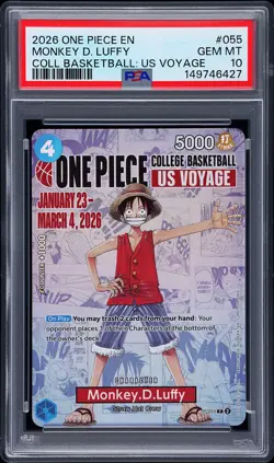 2026 ONE PIECE PROMOS COLLEGE BASKETBALL: US VOYAGE MONKEY D. LUFFY PSA 10 - Image 1
