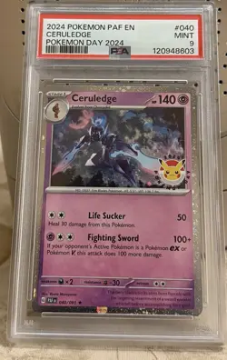 Ceruledge Pokemon Day 2024 Cosmos Holo Card 040/091 PSA 9 Mint - Image 1