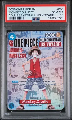 PSA 10 One Piece Card Monkey D. Luffy US College Basketball Voyage Promo - Image 1